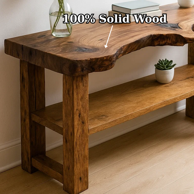 Handcrafted Solid Wood Console Table – Sculptural Organic Live-Edge Design