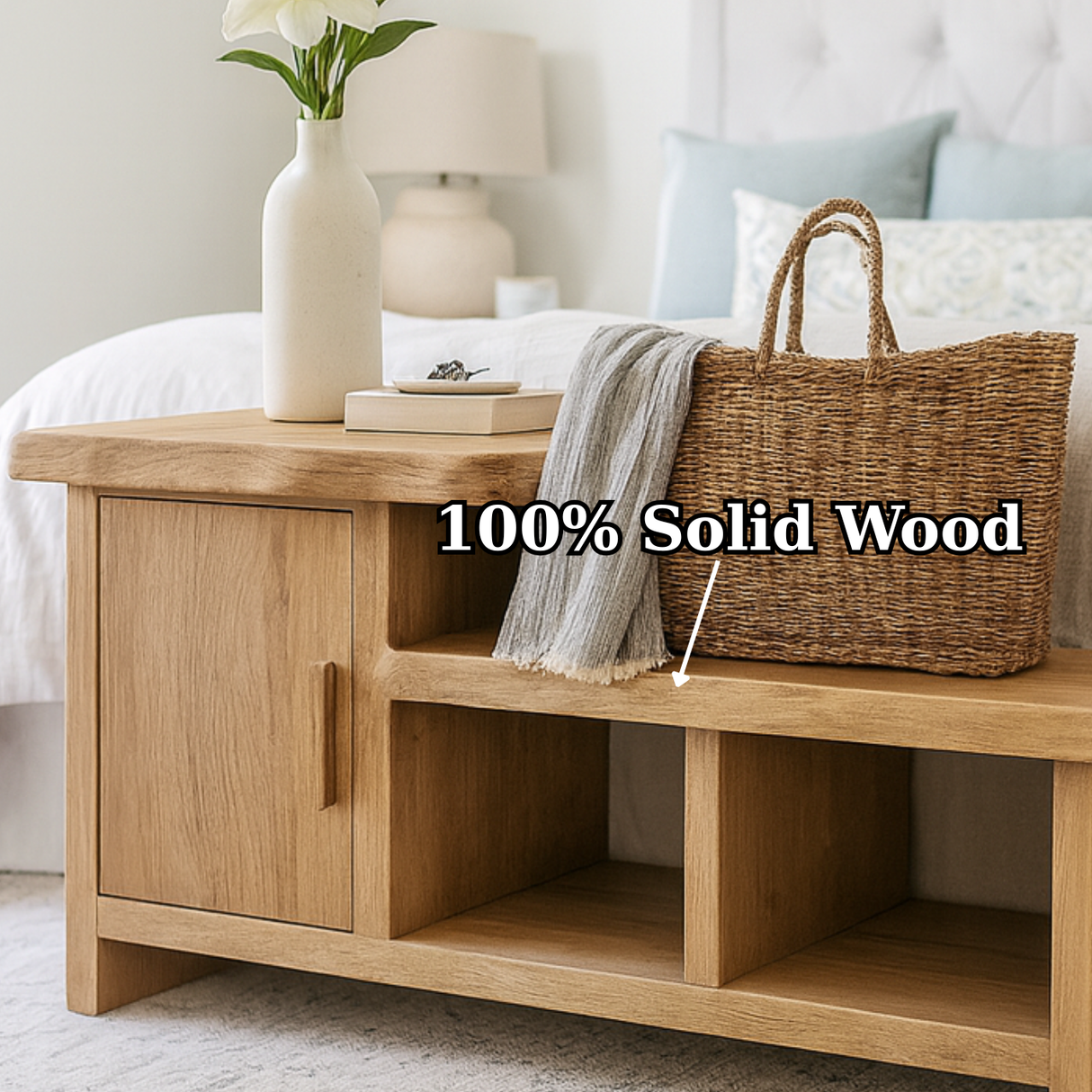 Handcrafted Solid Wood Bench – Modern Organic Seating with Versatile Storage