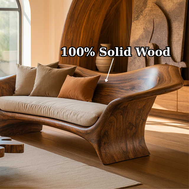 Handcrafted Solid Wood Sofa – Organic Modern Design