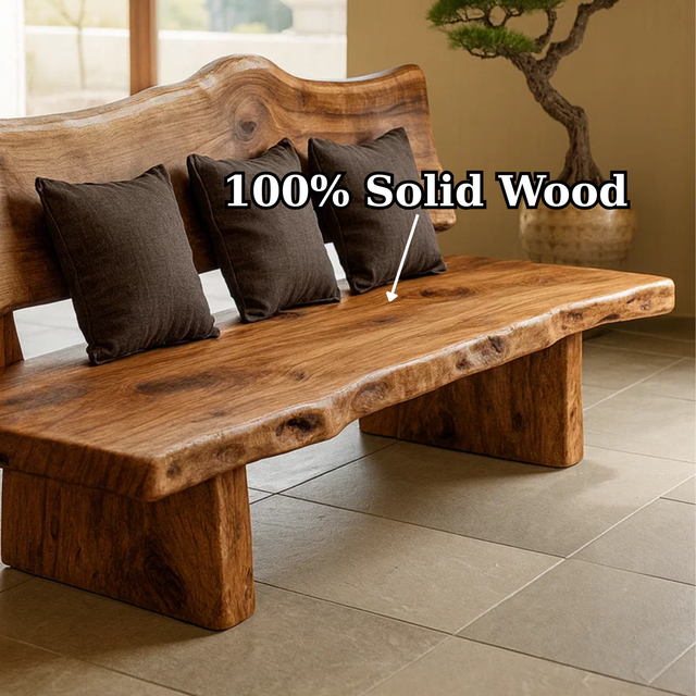 Handcrafted Solid Wood Sofa – Modern Minimalist Frame with Warm Natural Grain