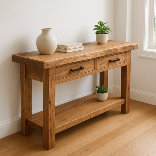 Handcrafted Solid Wood Console Table – Modern Organic Simplicity