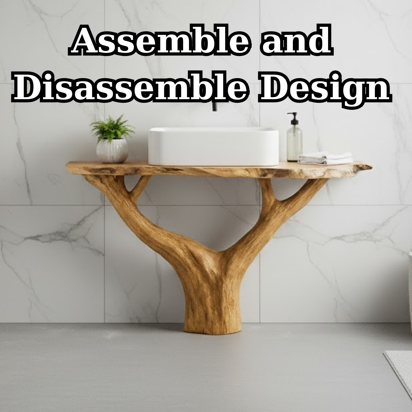 Handcrafted Solid Wood Live Edge Bathroom Vanity - Unique Root Base