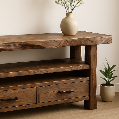 Handcrafted, Solid Wood, Console Table.
