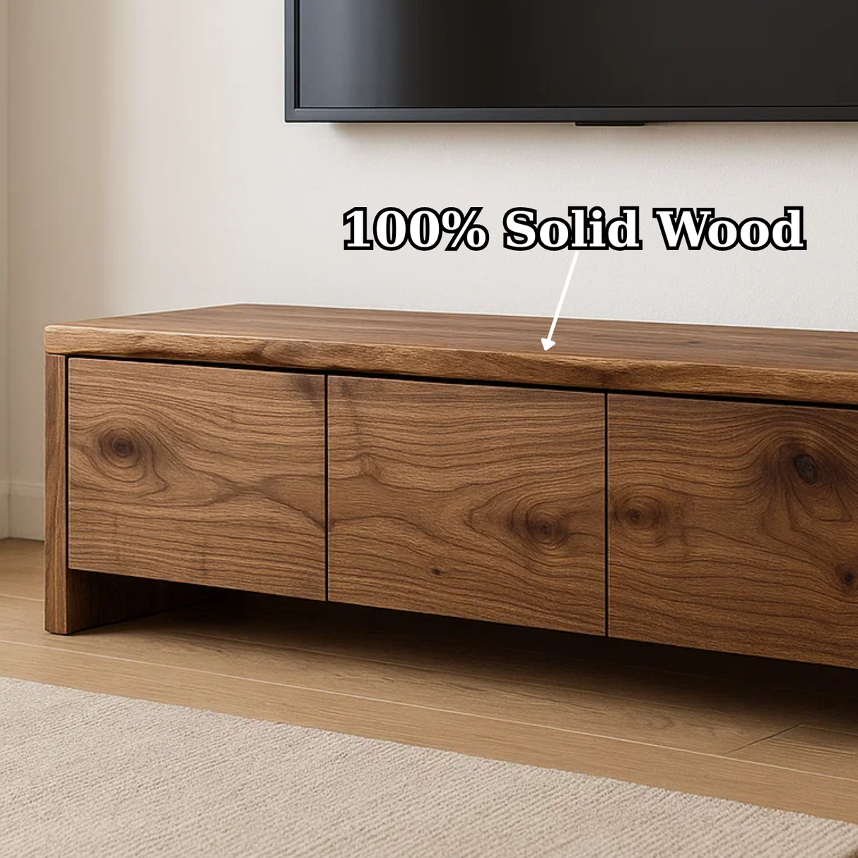 Handcrafted Solid Wood TV Stand - Live Edge Walnut with 3 Seamless Drawers