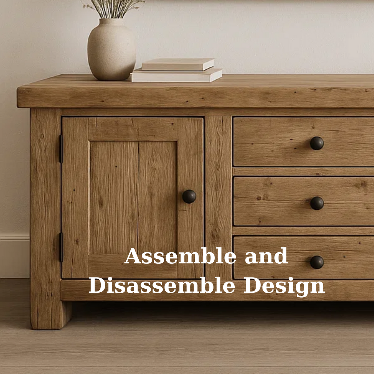 Handcrafted Solid Wood TV Stand - Rustic Oak Farmhouse Media Console Furniture