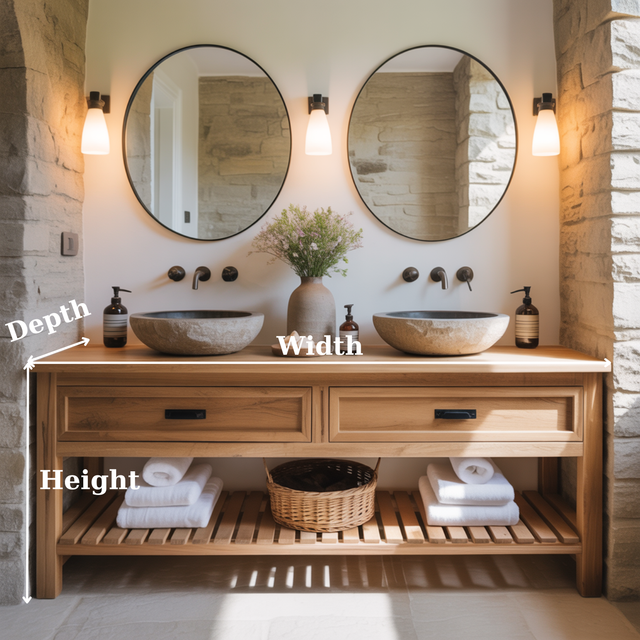 Handcrafted Solid Wood Double Bathroom Vanity - Farmhouse Storage Design