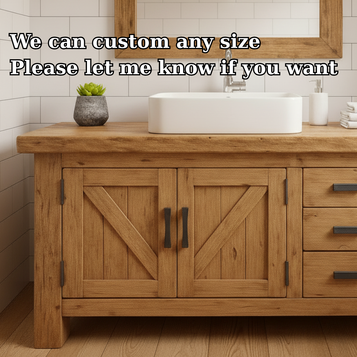 Handcrafted Solid Wood Bathroom Vanity - Rustic Washstand with Open Shelf