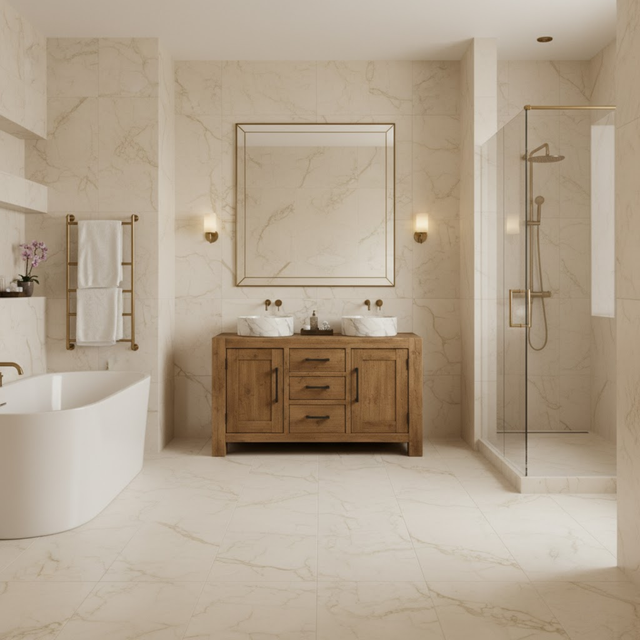 Handcrafted Solid Wood Double Bathroom Vanity - Cabinet & 3 Drawer Storage