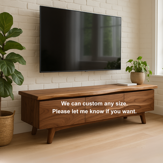 Handcrafted Solid Wood Live Edge TV Stand – Modern Organic Media Console for Living Room