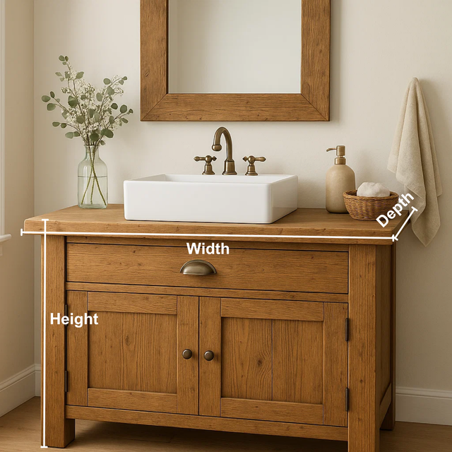 Handcrafted Solid Wood Bathroom Vanity – Rustic Farmhouse Base with Drawer and Double Door Cabinet