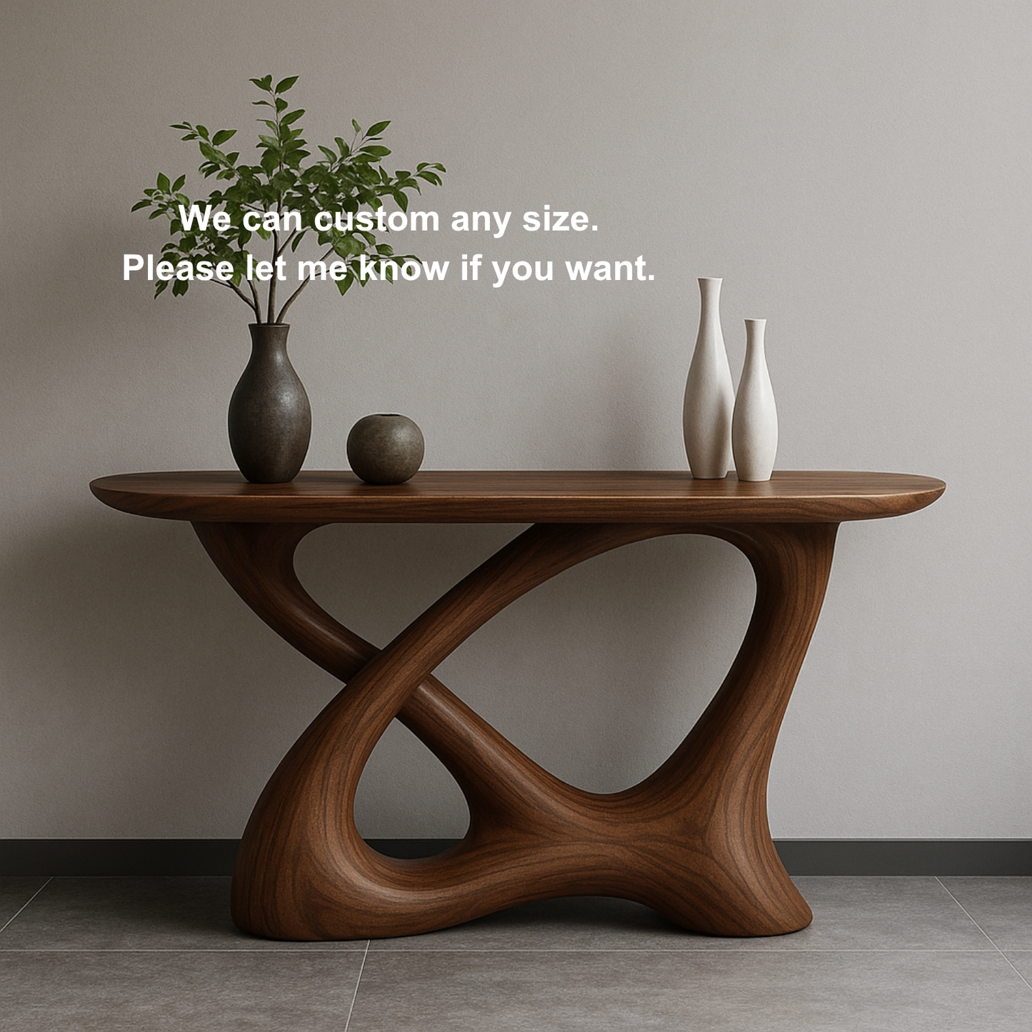 Handcrafted Solid Wood Sculptural Console Table – Twisted Flowform Organic Design for Modern Interiors