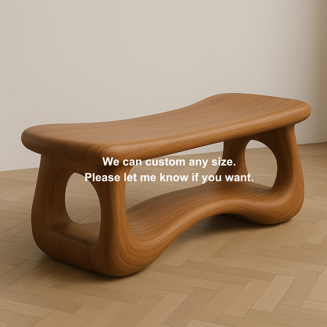 Handcrafted Sculptural Solid Wood Bench – Organic Flow Design for Modern Contemporary Spaces