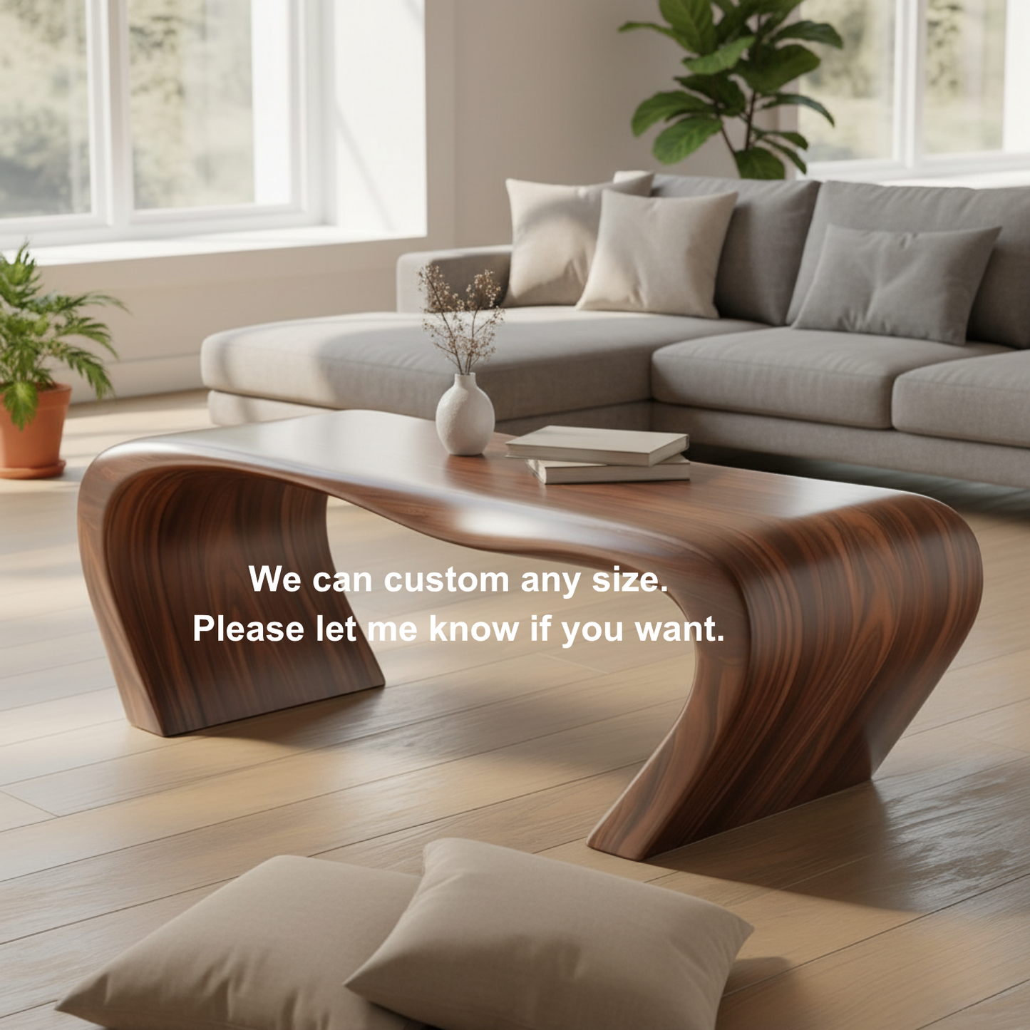 Handcrafted Sculptural Solid Wood Coffee Table – Organic Curved Design for Modern Living Room