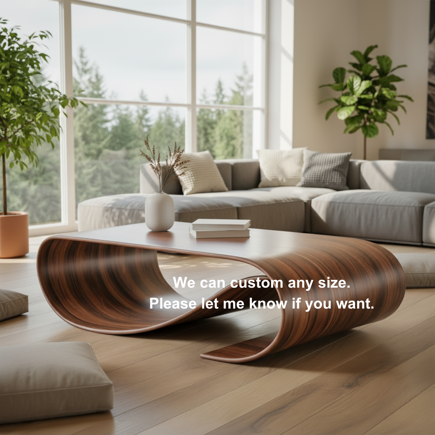 Handcrafted Sculptural Solid Wood Coffee Table – Wave Flow Organic Design for Modern Living Spaces