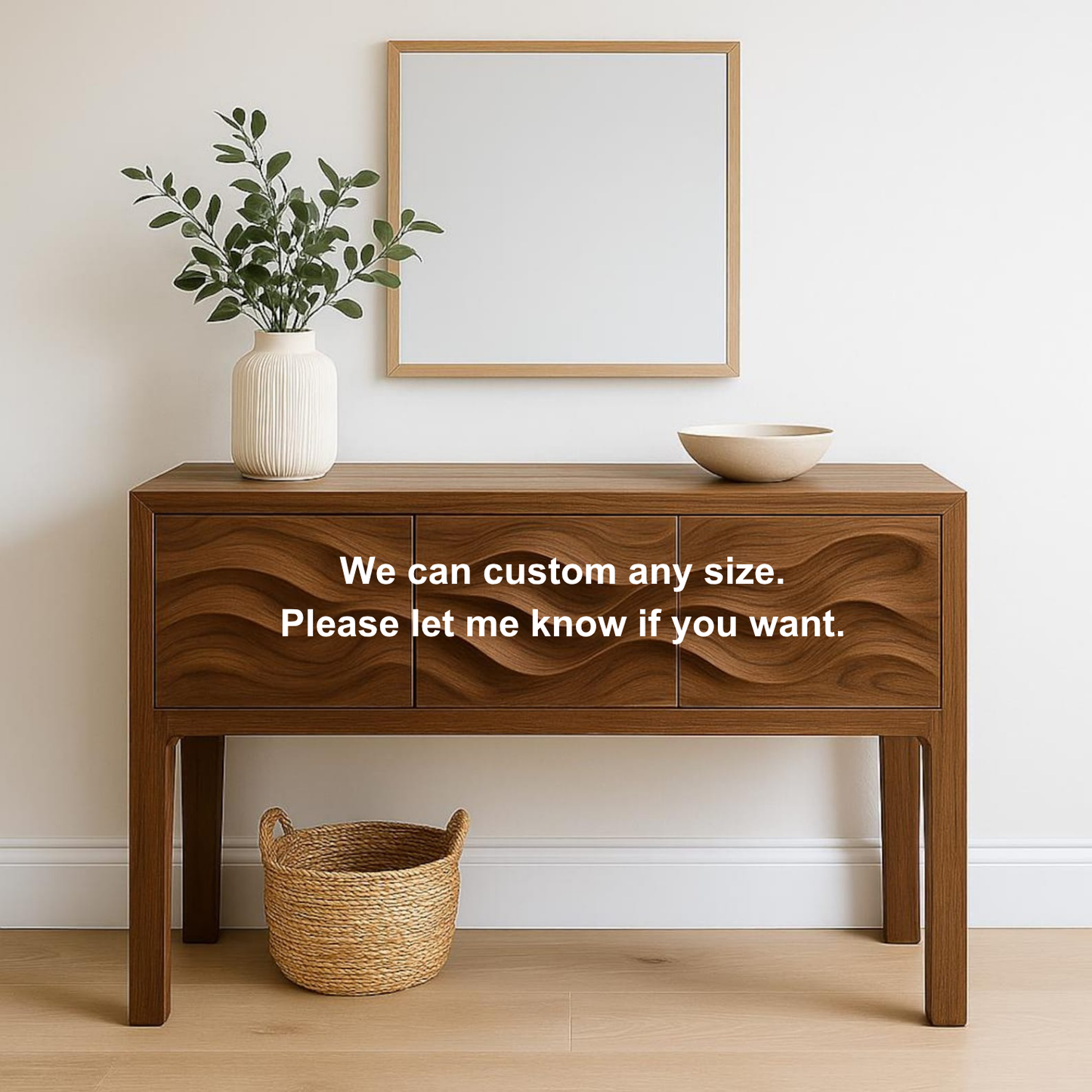 Handcrafted Solid Wood Console Table – Sculptural Wave Design Entryway Table for Modern Interiors