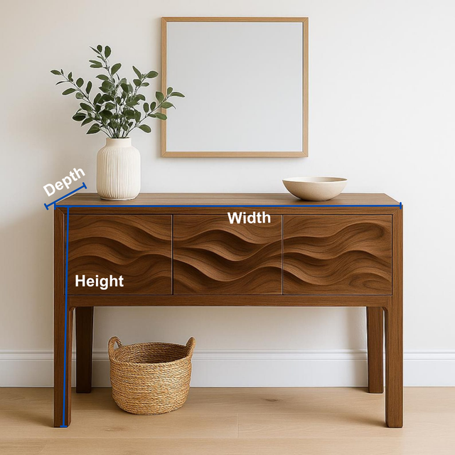 Handcrafted Solid Wood Console Table – Sculptural Wave Design Entryway Table for Modern Interiors