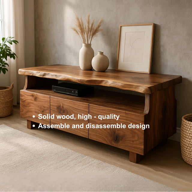 Handcrafted Solid Wood Live Edge TV Stand – Organic Modern Media Console
