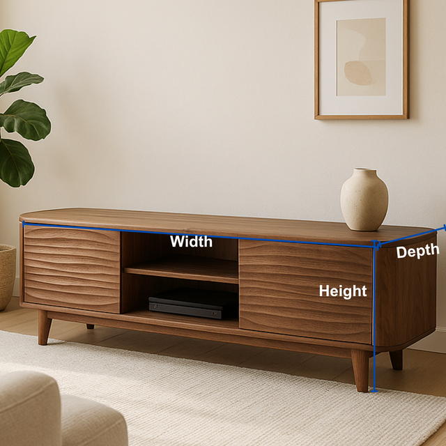 Handcrafted Solid Wood Curved Edge TV Stand – Modern Organic Media Console