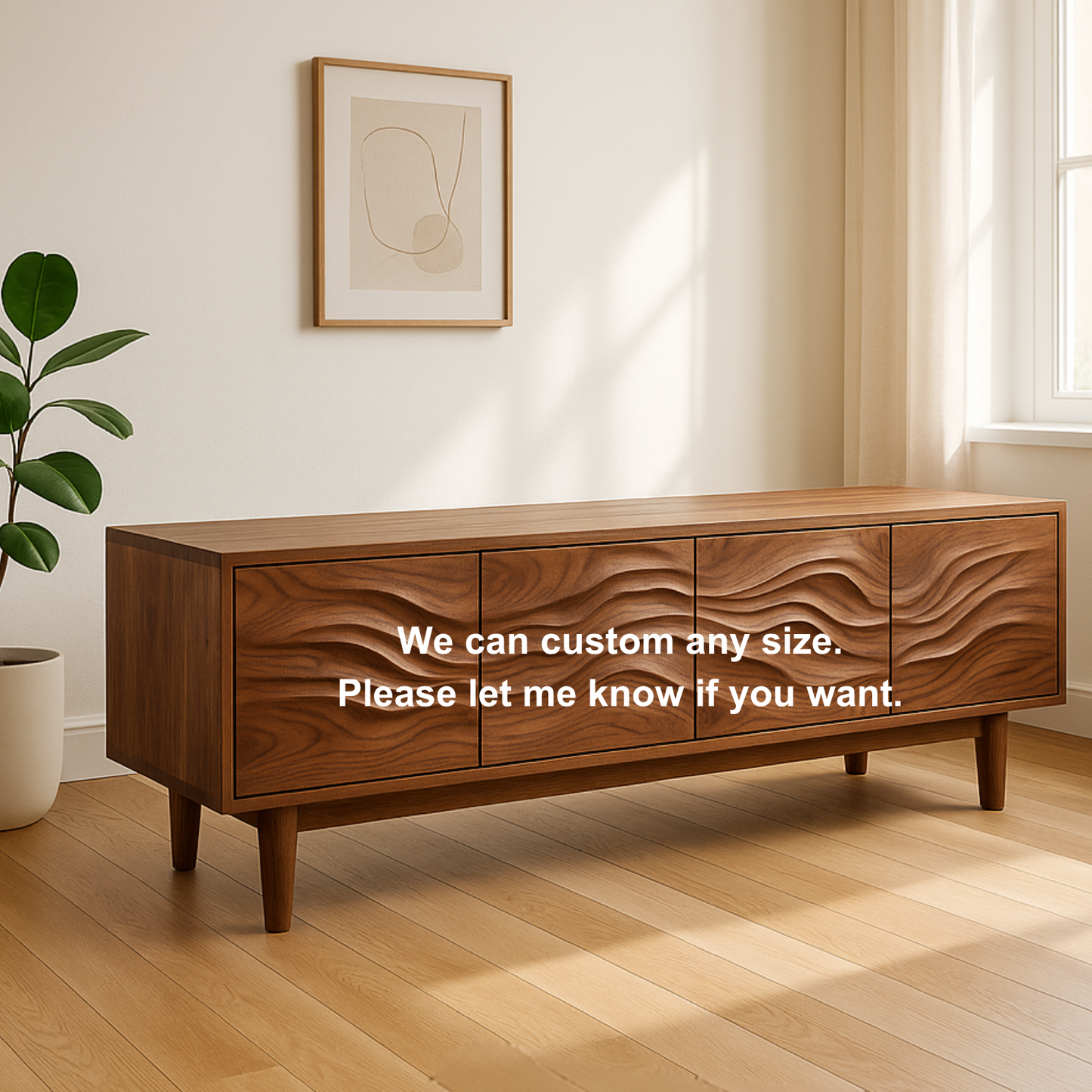 Handcrafted Solid Wood Wavefront TV Stand – Modern Sculptural Media Console