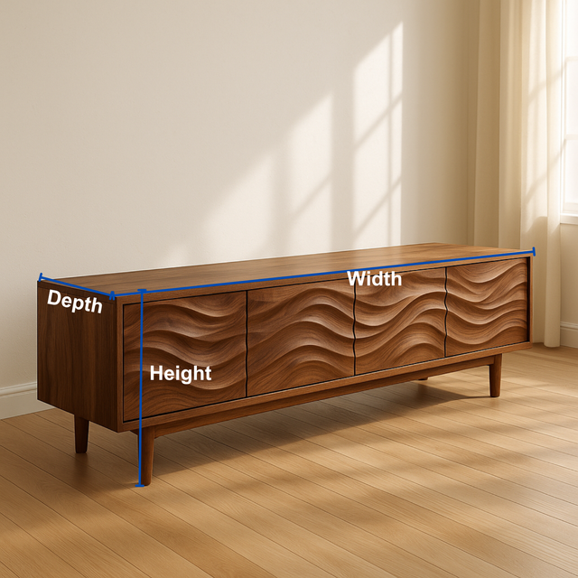 Handcrafted Solid Wood Wavefront TV Stand – Modern Sculptural Media Console