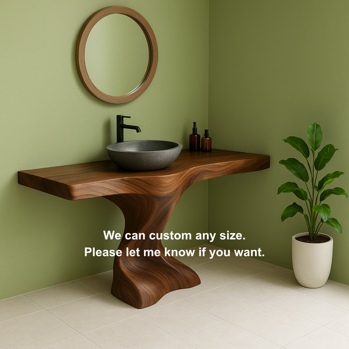 Handcrafted Solid Wood Bathroom Vanity – Organic Sculptural Twist Form Design