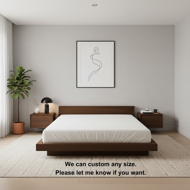 Handcrafted Solid Wood Platform Bed with Minimalist Headboard for Modern Bedrooms