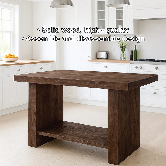 Handcrafted Solid Wood Dining Table – Dark Walnut Kitchen Table with Contemporary Design