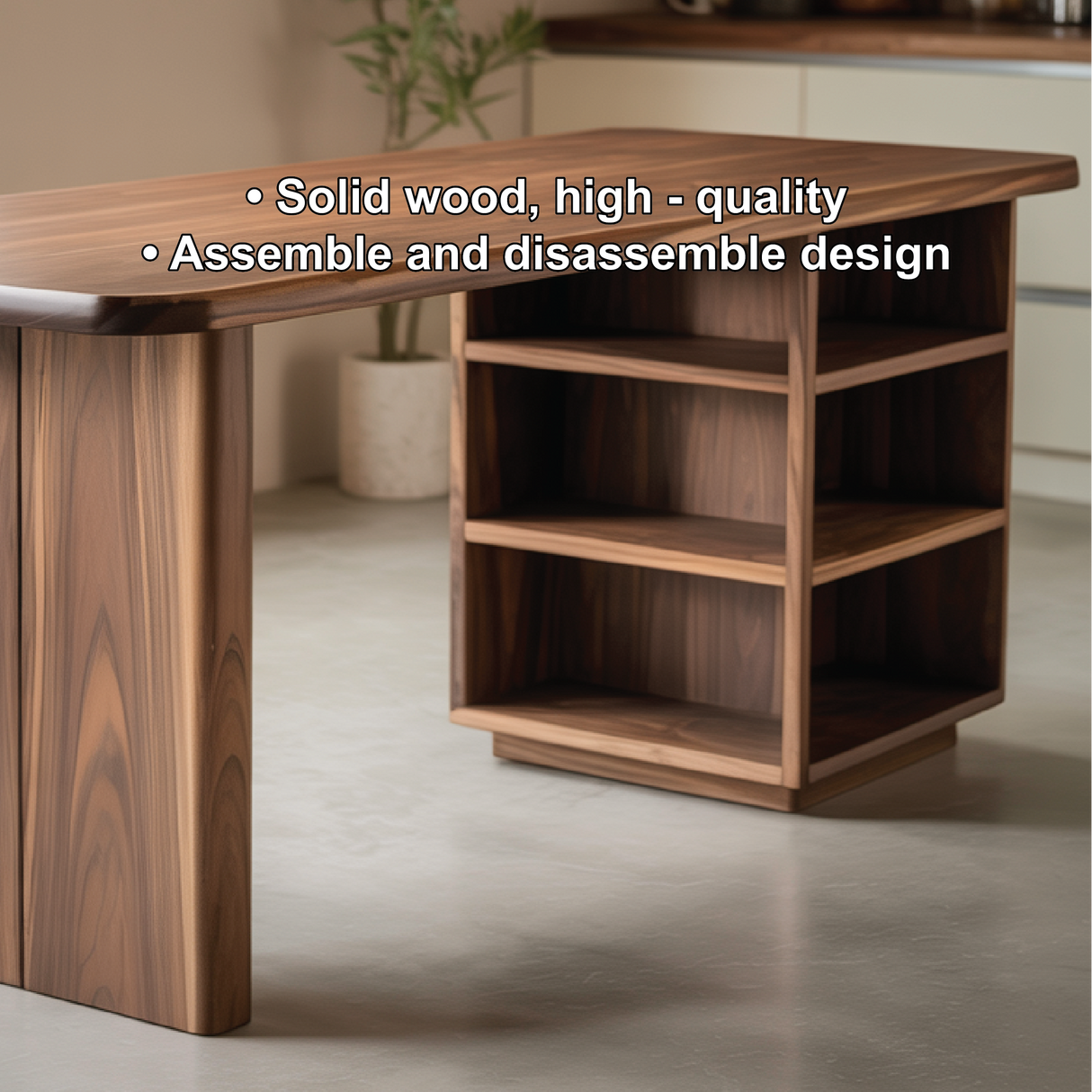 Handcrafted Solid Wood Dining Table with Rounded Edges and Open Storage for Modern Kitchens