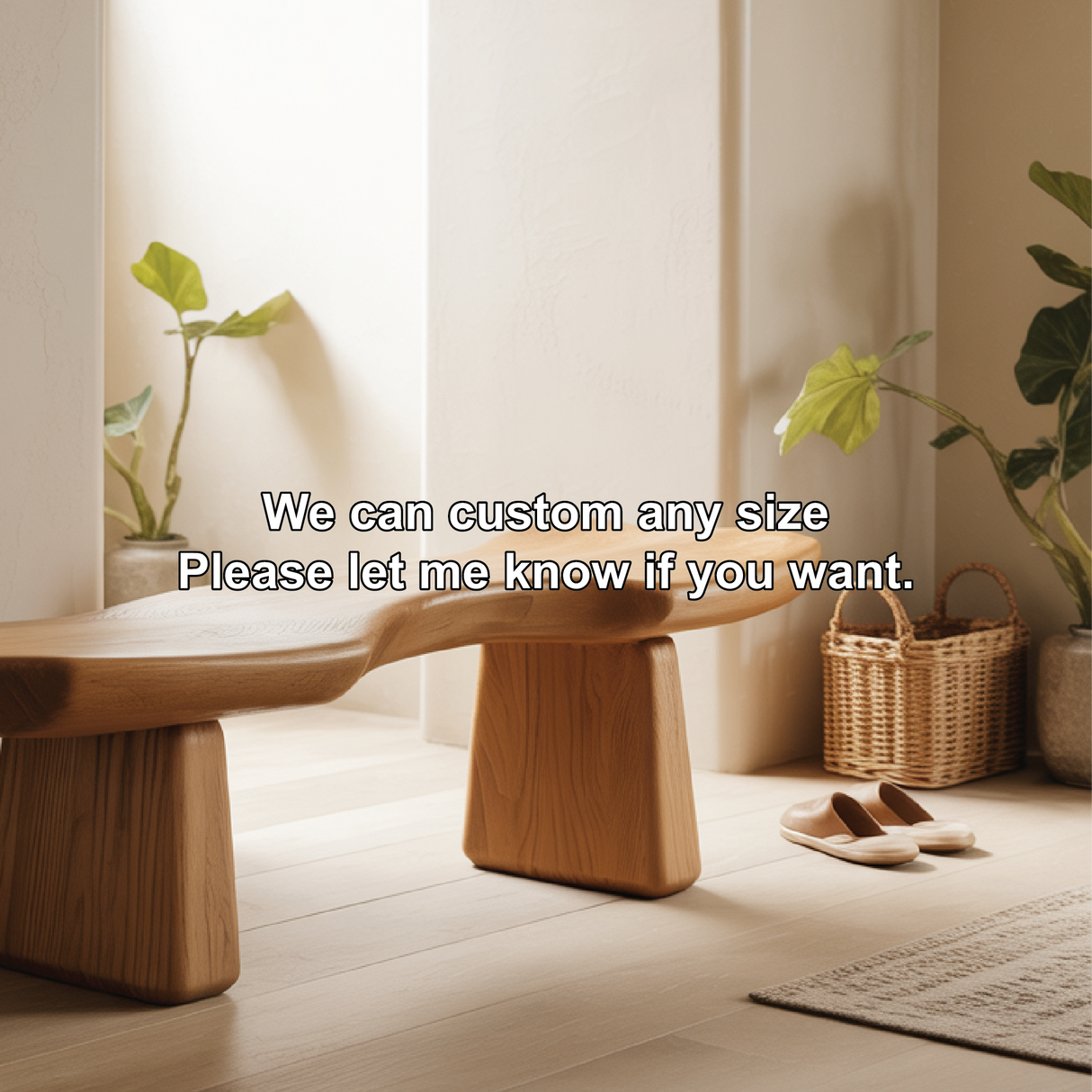 Handcrafted Solid Wood Entryway Bench with Sculptural Organic Seat for Modern Minimalist Homes