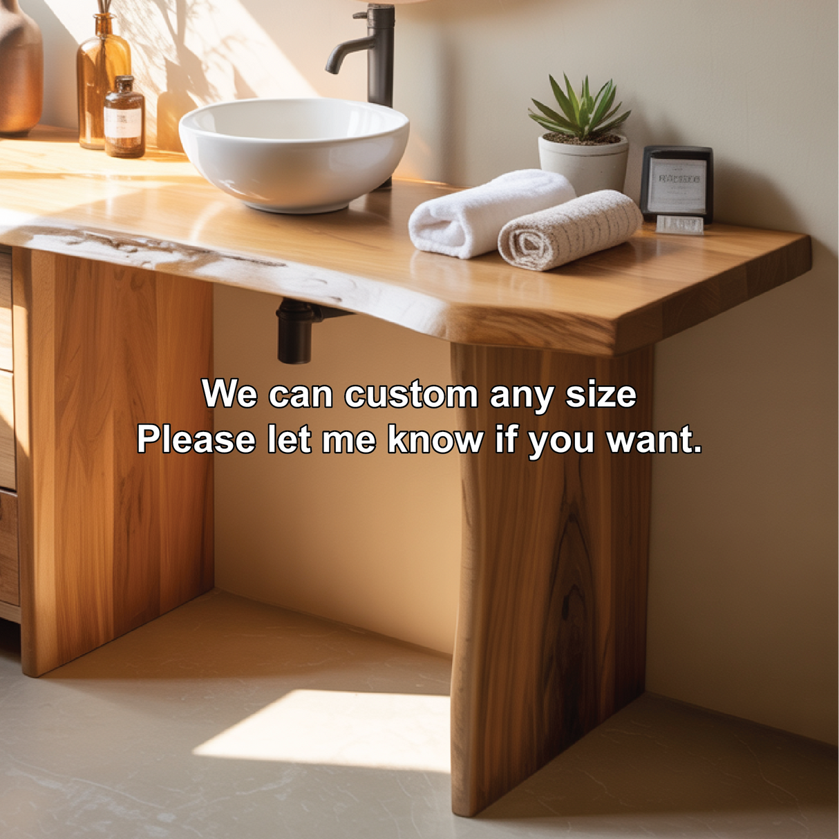 Handcrafted Solid Wood Bathroom Vanity with Live Edge Design for Modern Natural Interiors