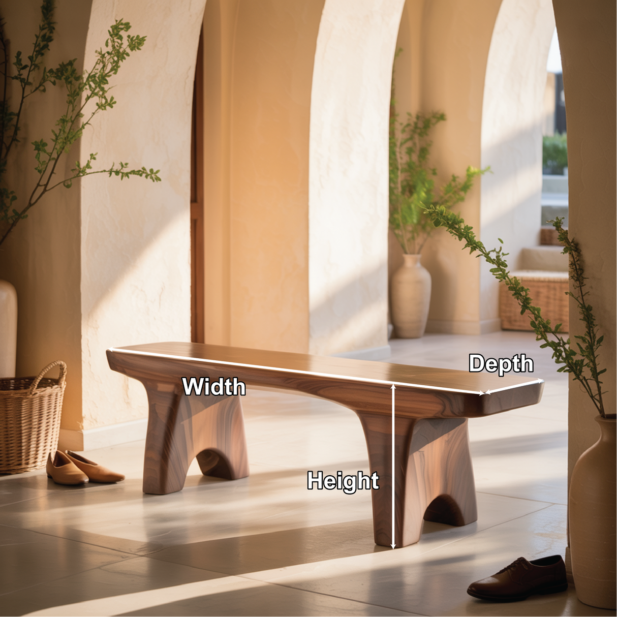 Handcrafted Solid Wood Entryway Bench with Sculpted Legs for Modern Minimalist Interiors