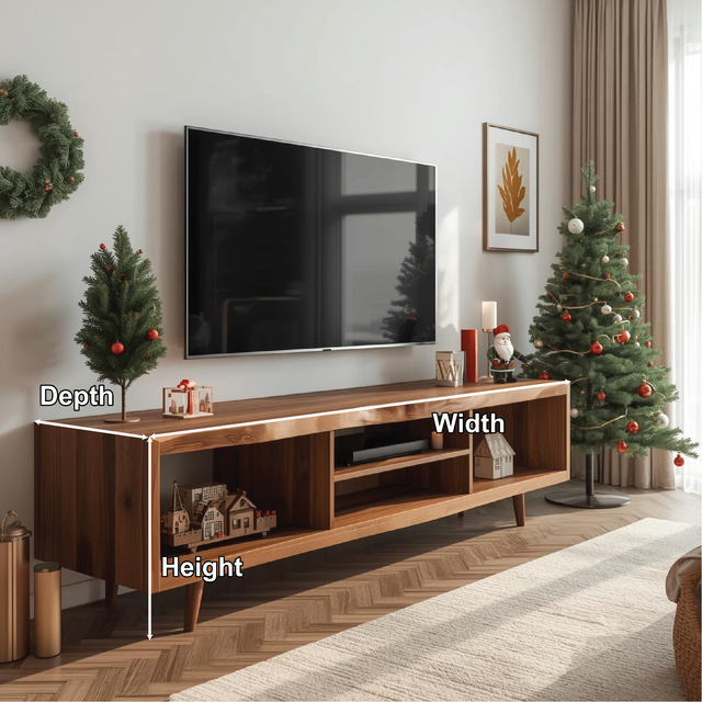 Handcrafted Solid Wood TV Stand with Mid-Century Design and Natural Finish for Modern Living Rooms