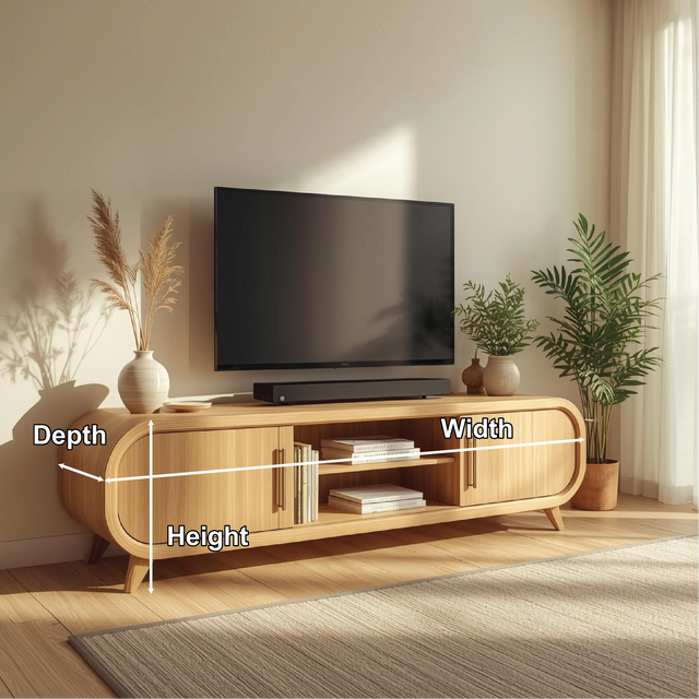 Handcrafted Solid Wood TV Stand with Rounded Edges and Smooth Natural Finish for Modern Living
