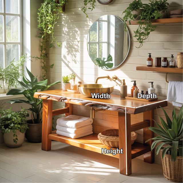 Solid Wood Live Edge Bathroom Vanity – Handcrafted Natural Timber Sink Console