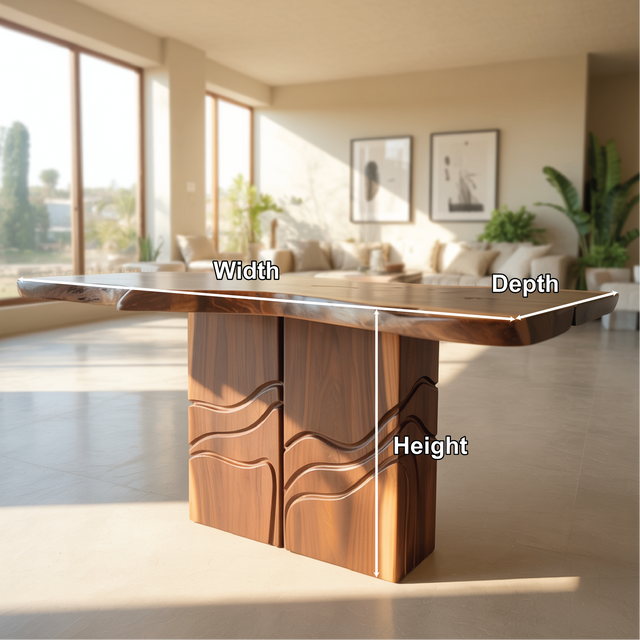 Solid Wood Console Table with Sculpted Base – Handcrafted Live Edge Entryway Furniture