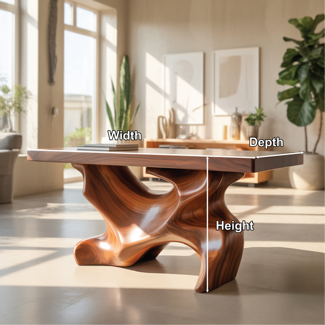 Solid Wood Console Table with Sculptural Organic Base – Handcrafted Statement Furniture