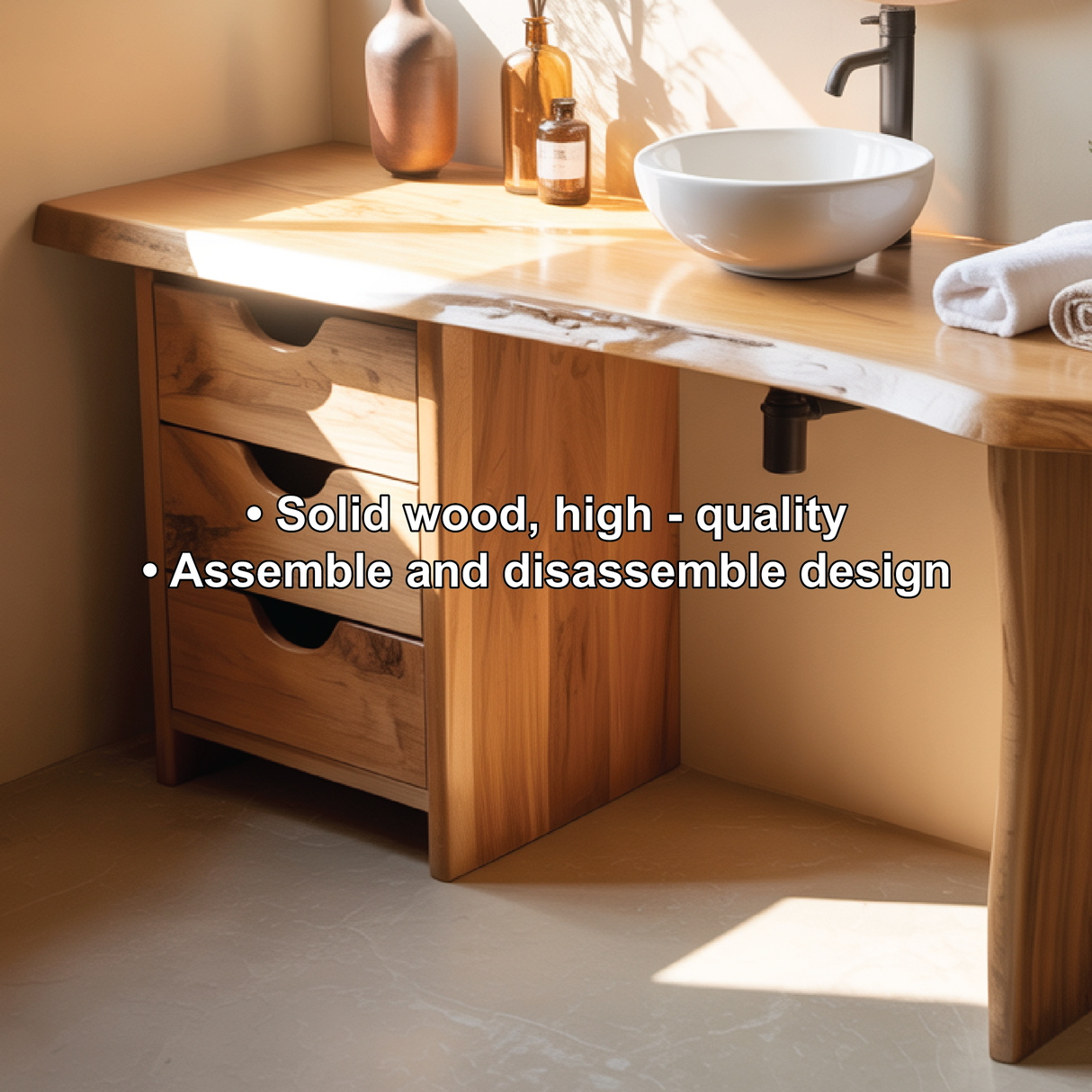 Handcrafted Solid Wood Bathroom Vanity with Live Edge Design for Modern Natural Interiors