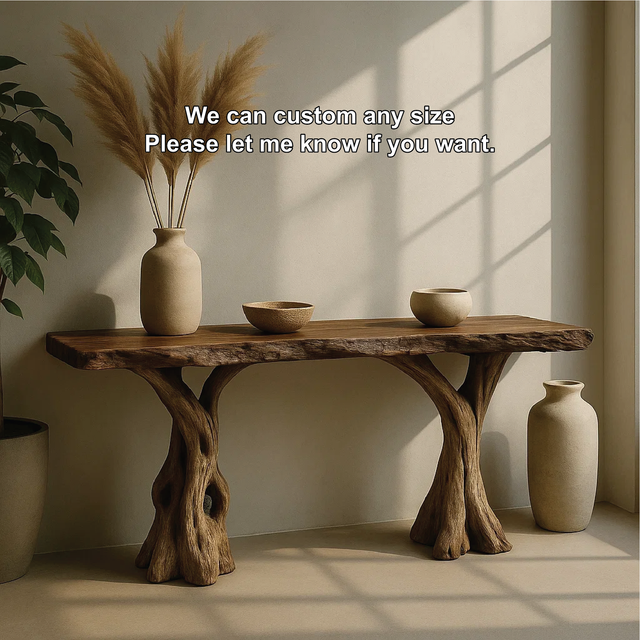 Handcrafted Solid Wood Console Table with Organic Root-Leg Design for Natural Modern Interiors