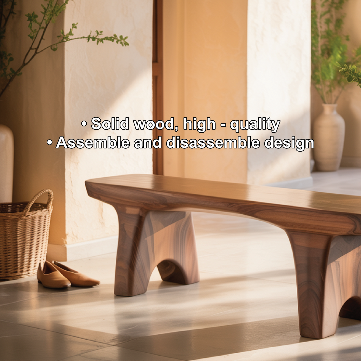 Handcrafted Solid Wood Entryway Bench with Sculpted Legs for Modern Minimalist Interiors