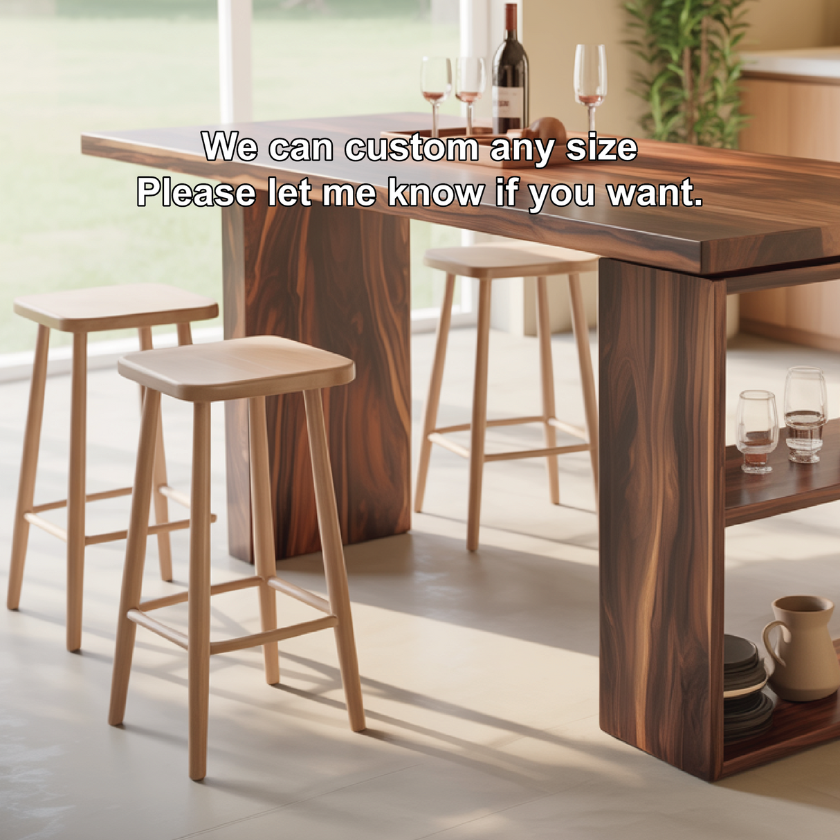 Handcrafted Solid Wood Dining Table with Rich Grain and Open Storage for Modern Kitchens