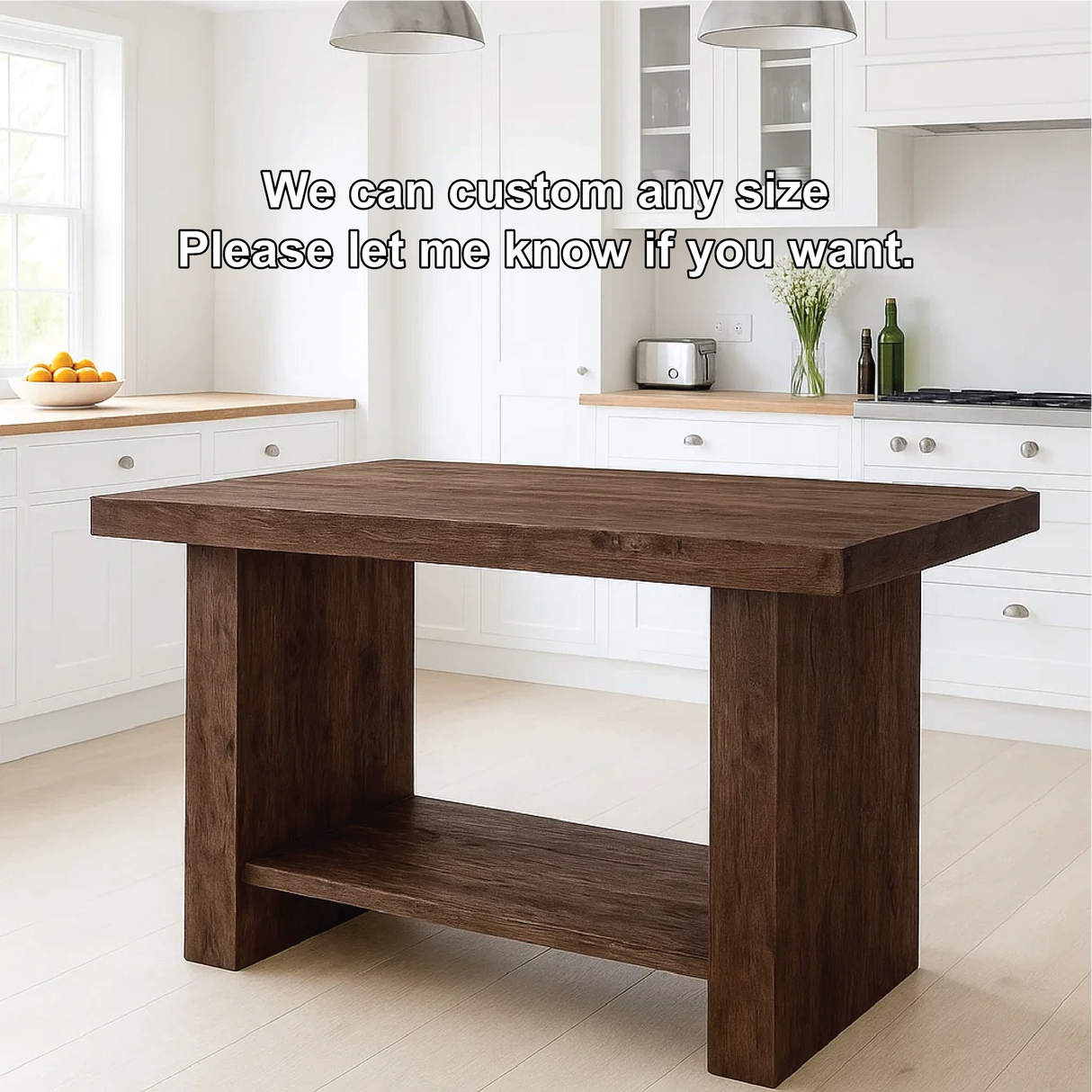 Handcrafted Solid Wood Dining Table – Dark Walnut Kitchen Table with Contemporary Design