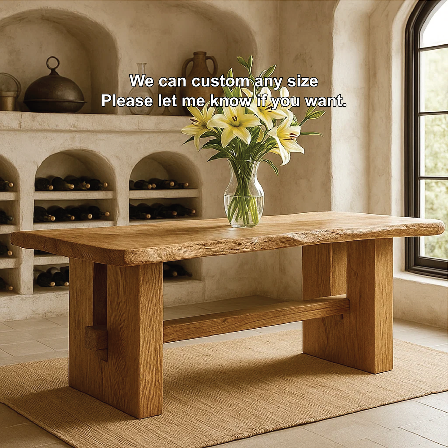 Handcrafted Solid Wood Console Table with Live Edge Design for Rustic Modern Home Interiors