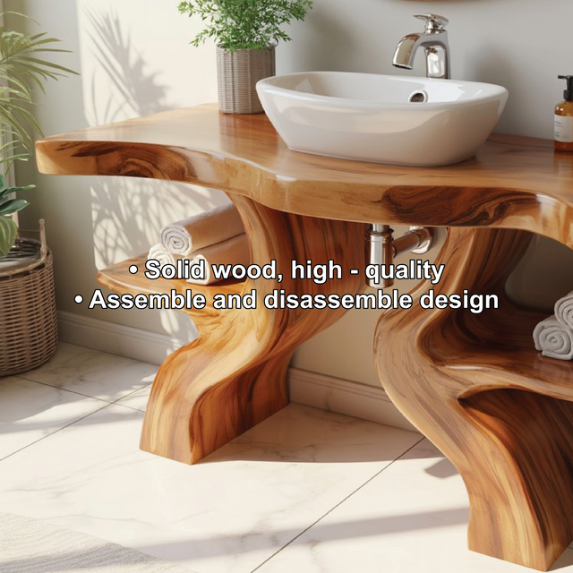Handcrafted Solid Wood Bathroom Vanity with Live Edge Design for Natural Luxury Spaces