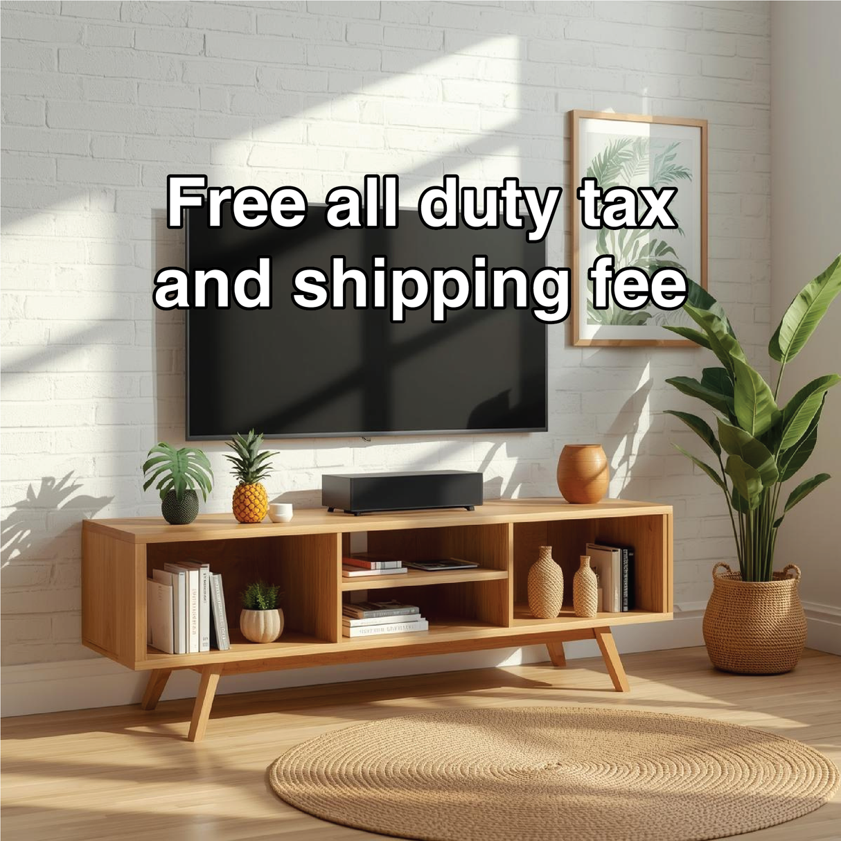 Handcrafted Solid Wood TV Stand with Open Shelving and Mid-Century Modern Minimalist Design