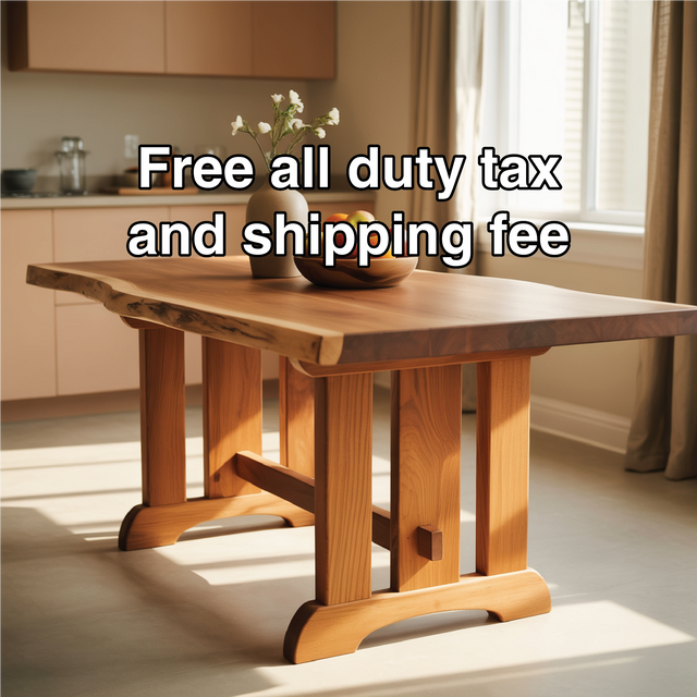 Handcrafted Live Edge Solid Wood Dining Table – Rustic Kitchen Table with Natural Finish