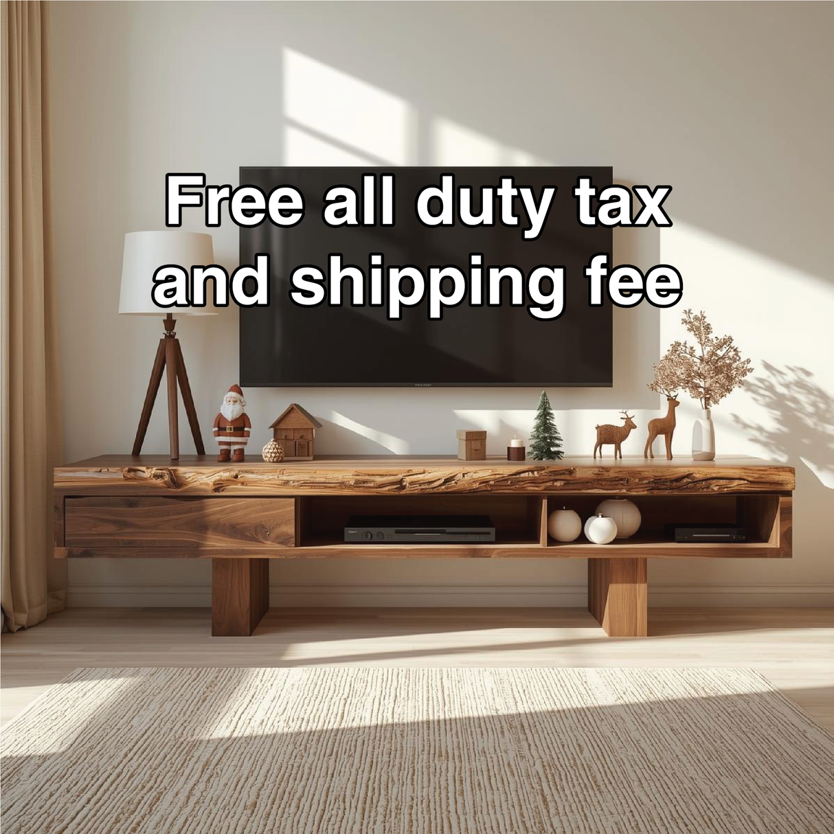 Handcrafted Solid Wood Live Edge TV Stand with Minimalist Design for Elegant Modern Interiors