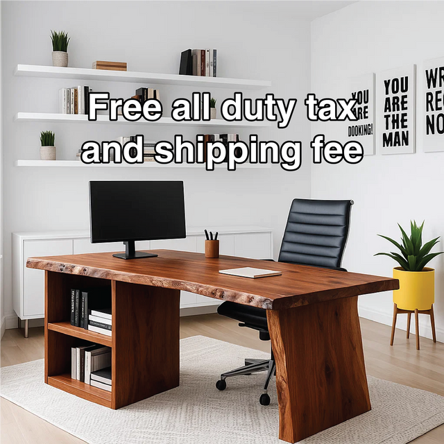 Handcrafted Solid Wood Work Desk – Live Edge Executive Office Table with Modern Minimal Design