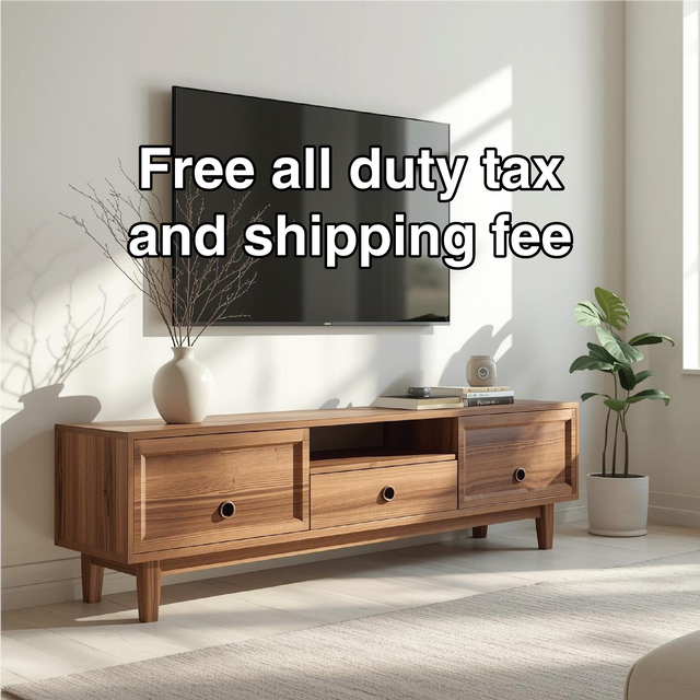 Handcrafted Solid Wood TV Stand with Sliding Doors and Minimalist Design for Modern Interiors