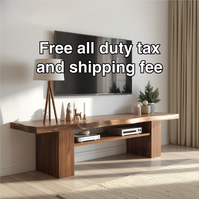 Handcrafted Solid Wood Live Edge TV Stand with Natural Finish for Modern and Rustic Interiors