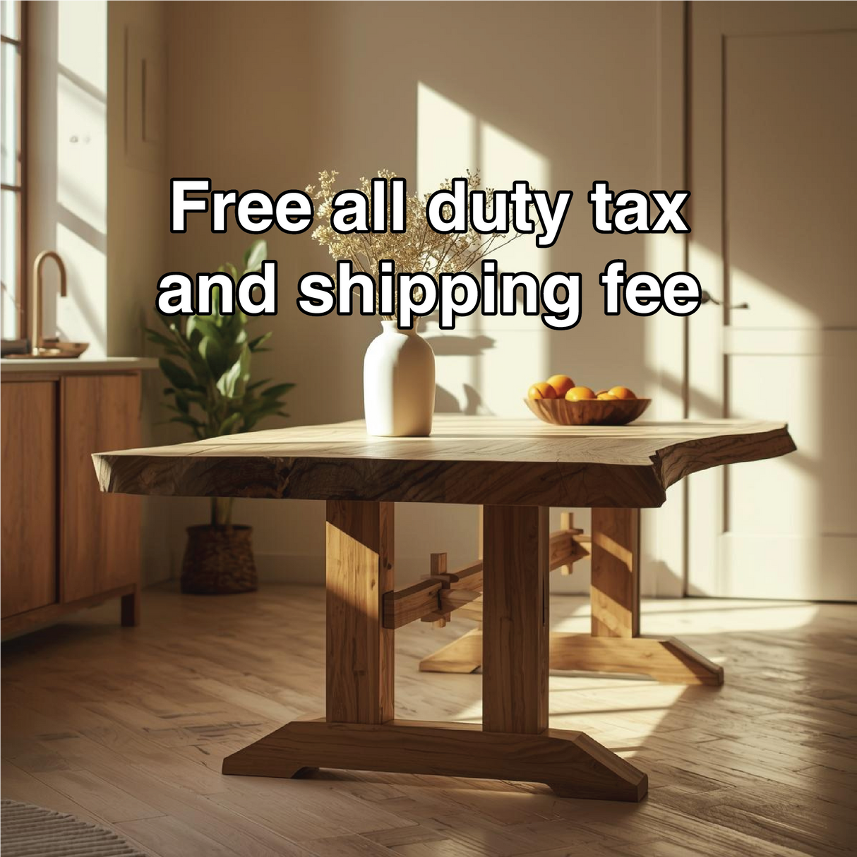 Handcrafted Solid Wood Dining Table – Live Edge Kitchen Table with Artisan Joinery Base